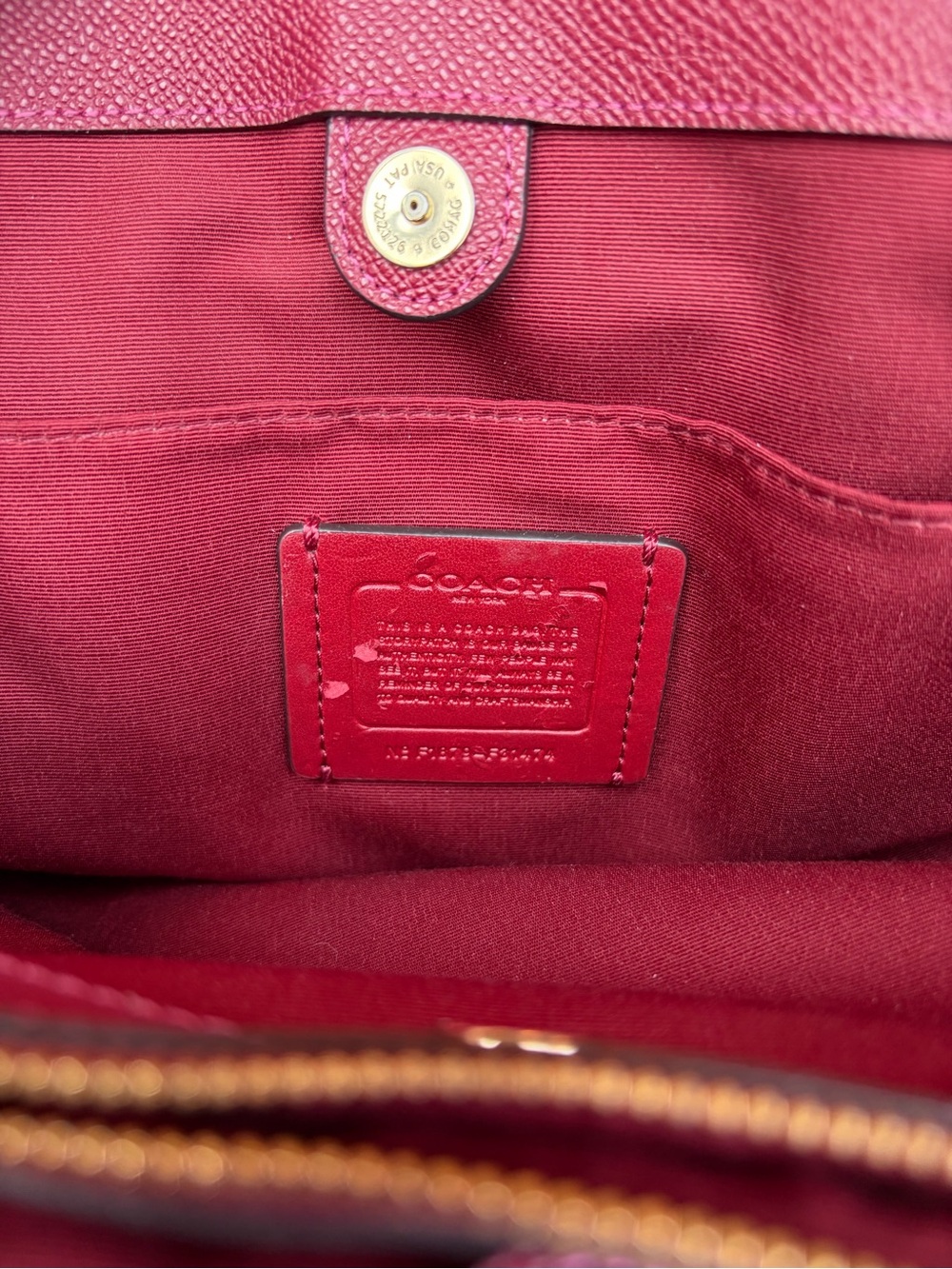 Coach Dark Cherry Red Leather Tote with Gold Hardware - Picture 8 of 16